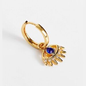 With Bling Exclusive semi-precious 10mm hoop earring with evil eye in gold plate
